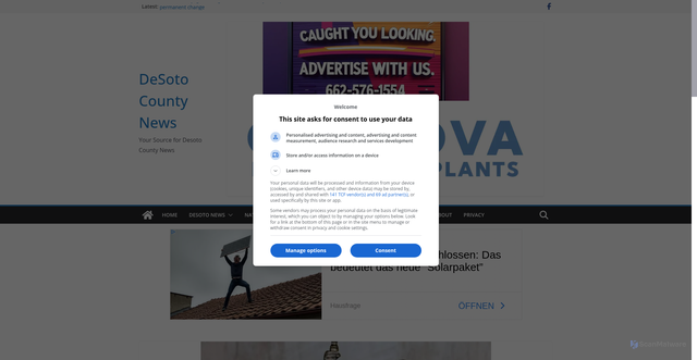 Security scan screenshot of https://desotocountynews.com/mississippi-news/mississippi-delta-law-officers-among-20-indicted-in-fbi-drug-conspiracy-take-down/