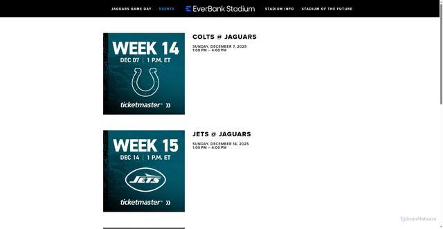 Security scan screenshot of https://everbankstadium.com/eventschedule