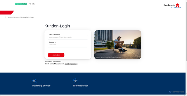 Security scan screenshot of https://mein.hamburg.de