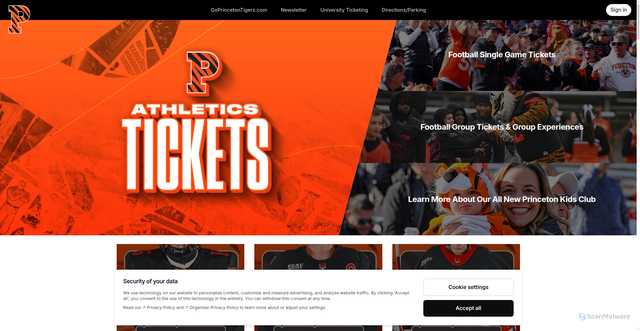 Security scan screenshot of https://athletics.tickets.princeton.edu/