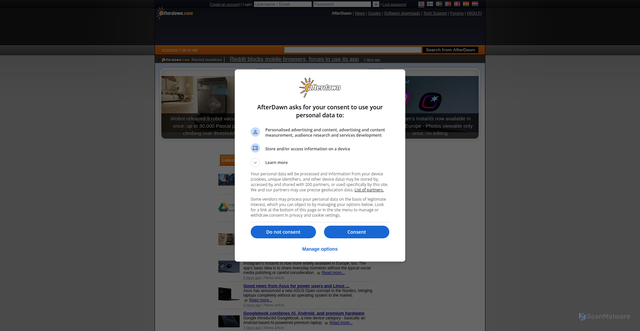 Security scan screenshot of https://afterdawn.com