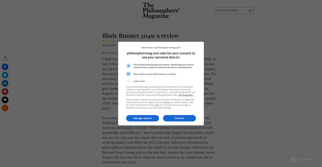 Security scan screenshot of https://archive.philosophersmag.com/blade-runner-2049-a-review/
