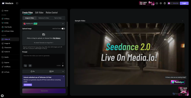 Security scan screenshot of https://www.media.io/ai/image-to-video/minimax-h3