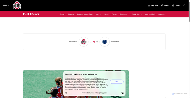 Security scan screenshot of https://ohiostatebuckeyes.com/news/2025/10/5/field-hockey-ohio-state-shuts-out-penn-state-2-0