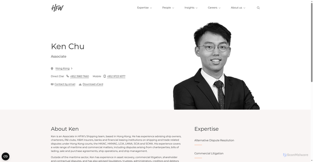 Security scan screenshot of https://www.hfw.com/people/ken-chu/