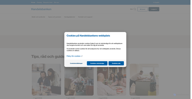 Security scan screenshot of https://www.handelsbanken.se/