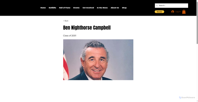 Security scan screenshot of https://www.sturgismuseum.com/class-of-2001-1/ben-nighthorse-campbell