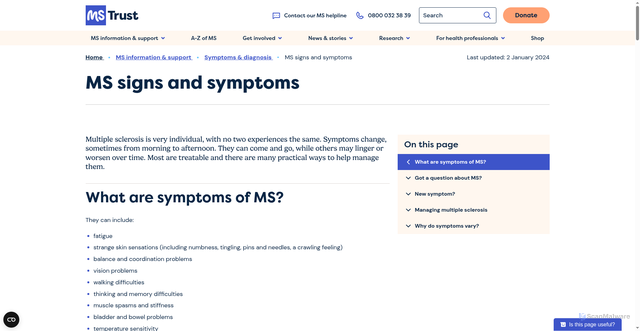Security scan screenshot of https://mstrust.org.uk/information-support/ms-symptoms-diagnosis/signs-and-symptoms