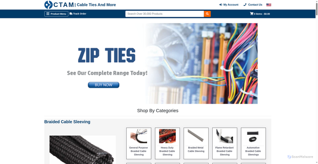 Security scan screenshot of https://cabletiesandmore.com