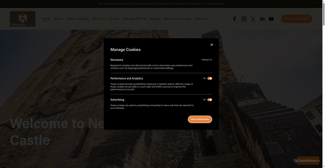 Security scan screenshot of https://www.newcastlecastle.co.uk/