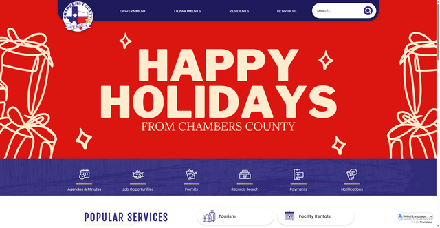 Security scan screenshot of https://chamberscountytx.gov/