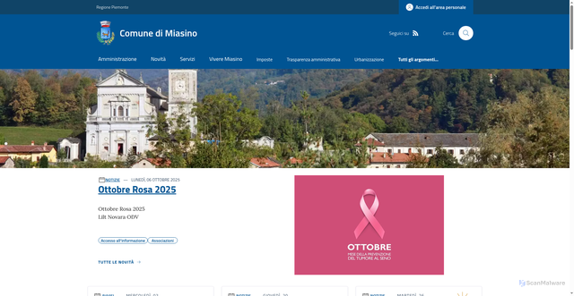 Security scan screenshot of https://www.comune.miasino.no.it/