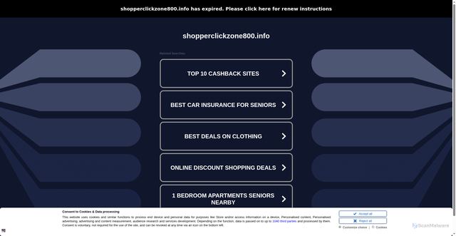 Security scan screenshot of https://www.shopperclickzone800.info