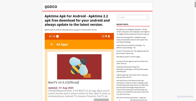 Security scan screenshot of https://cozijok.pages.dev/posts/apktime-apk-for-android/