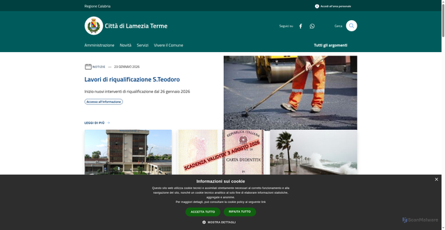 Security scan screenshot of https://www.comune.lamezia-terme.cz.it/it