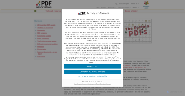 Security scan screenshot of https://pdfa.org/a-case-study-in-pdf-forensics-the-epstein-pdfs/