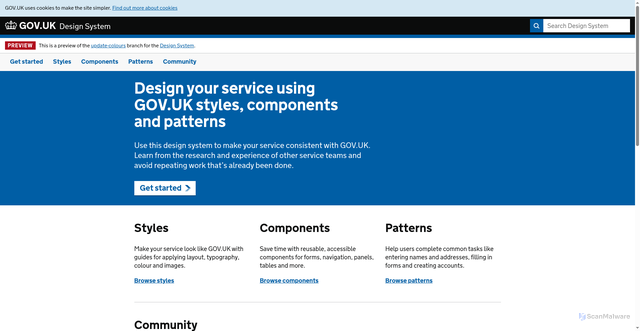 Security scan screenshot of http://update-colours--govuk-design-system-preview.netlify.app/