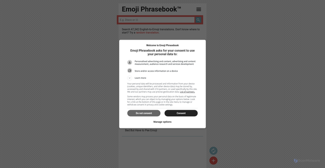 Security scan screenshot of https://www.emojiphrasebook.com