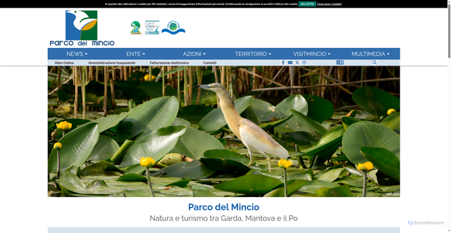 Security scan screenshot of https://www.parcodelmincio.it/