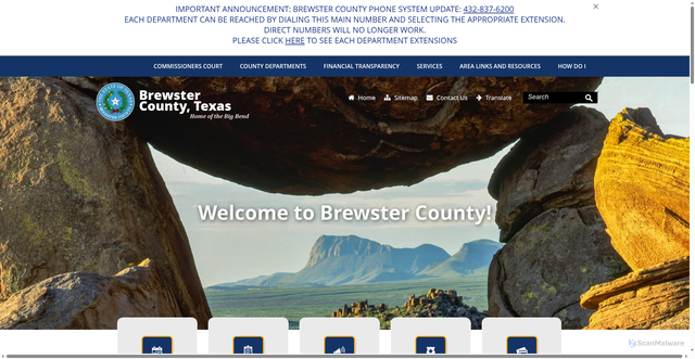 Security scan screenshot of https://www.brewstercounty.gov/