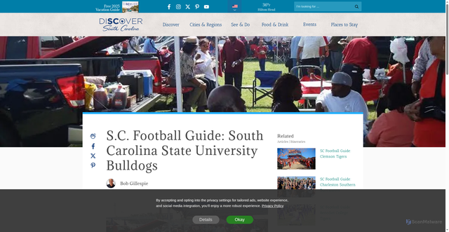 Security scan screenshot of https://discoversouthcarolina.com/articles/sc-football-guide-south-carolina-state-university-bulldogs
