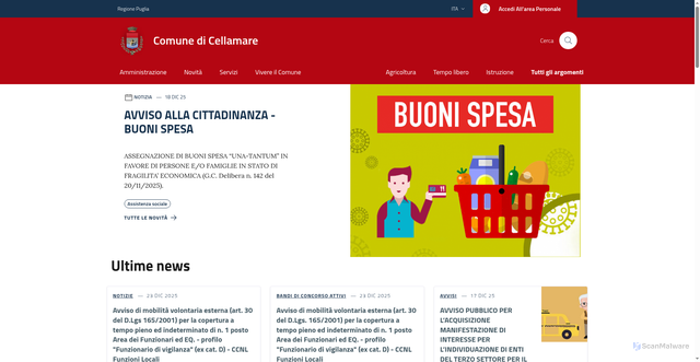 Security scan screenshot of https://comune.cellamare.ba.it/