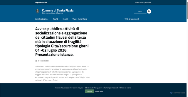 Security scan screenshot of https://www.comune.santaflavia.pa.it