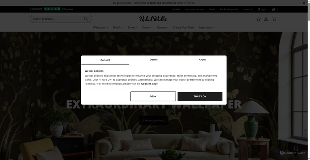 Security scan screenshot of https://Rebelwalls.com