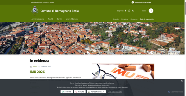 Security scan screenshot of https://www.comune.romagnano-sesia.no.it