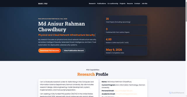 Security scan screenshot of https://marc-portfolio-y71.pages.dev/phd/