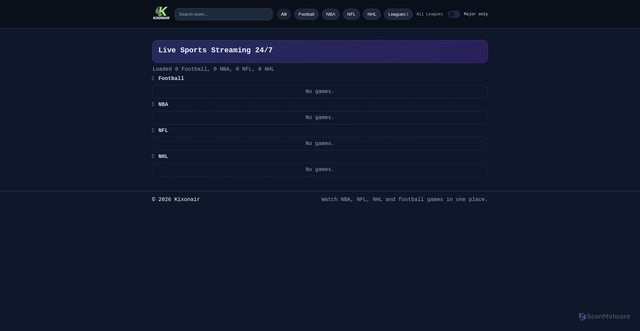 Security scan screenshot of https://kixonair.com