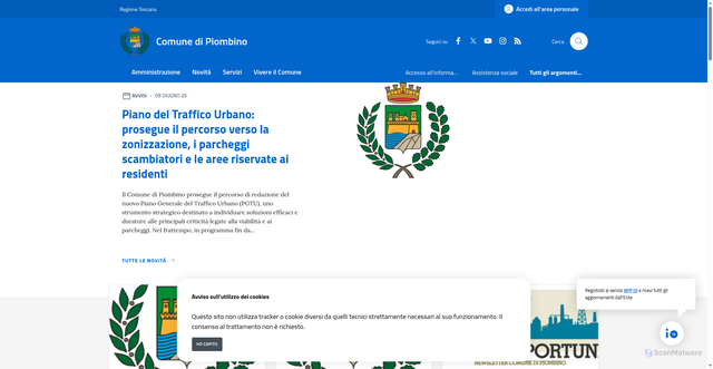 Security scan screenshot of https://www.comune.piombino.li.it