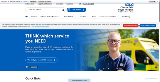 Security scan screenshot of https://www.chesterfieldroyal.nhs.uk/
