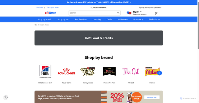 Security scan screenshot of https://www.petsmart.com/cat/food-and-treats/f/health/help