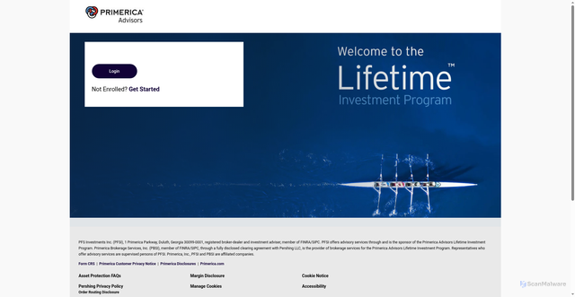 Security scan screenshot of https://primerica.netxinvestor.com/