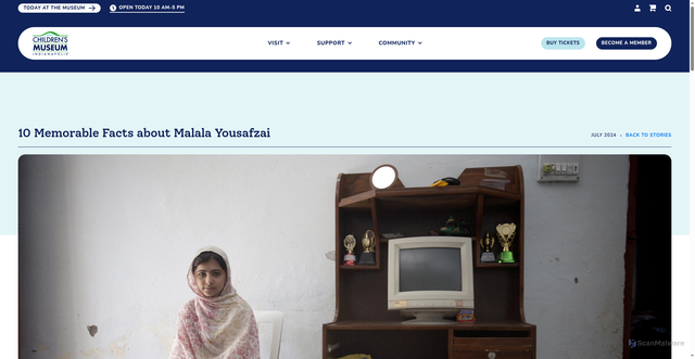 Security scan screenshot of https://www.childrensmuseum.org/stories/10-facts-about-malala-yousafzai