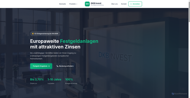 Security scan screenshot of https://dkb-invest.com/