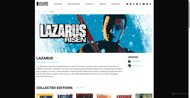Security scan screenshot of https://imagecomics.com/comics/series/lazarus