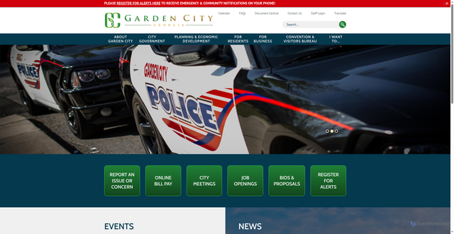 Security scan screenshot of https://www.gardencity-ga.gov/