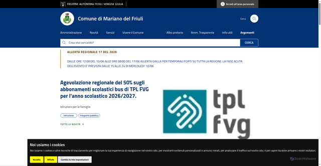 Security scan screenshot of https://www.comune.marianodelfriuli.go.it