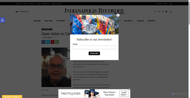 Security scan screenshot of https://indianapolisrecorder.com/open-letter-to-carlie-irsay-gordon/