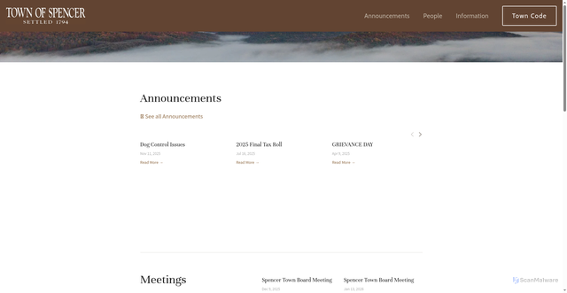 Security scan screenshot of https://townofspencerny.gov/