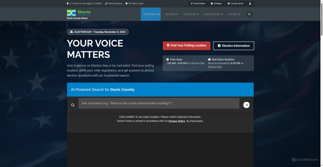 Security scan screenshot of https://www.daviscountyutah.gov/