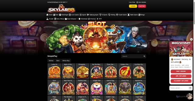 Security scan screenshot of https://ndx-skylar88.click/desktop/game/slot/simpleplay