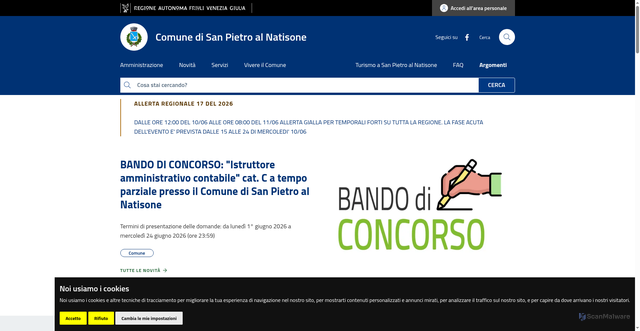 Security scan screenshot of https://www.comune.sanpietroalnatisone.ud.it