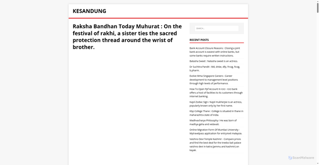 Security scan screenshot of https://jesadonik.pages.dev/post/raksha-bandhan-today-muhurat/