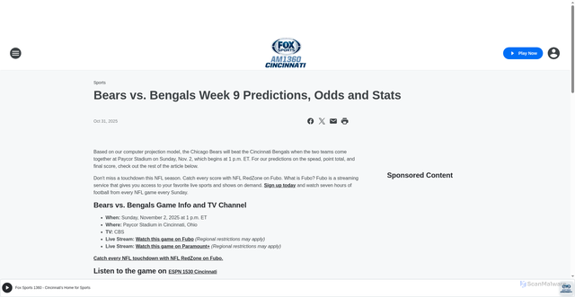 Security scan screenshot of https://foxsports1360.iheart.com/content/2025-10-31-bears-vs-bengals-week-9-predictions-odds-and-stats/