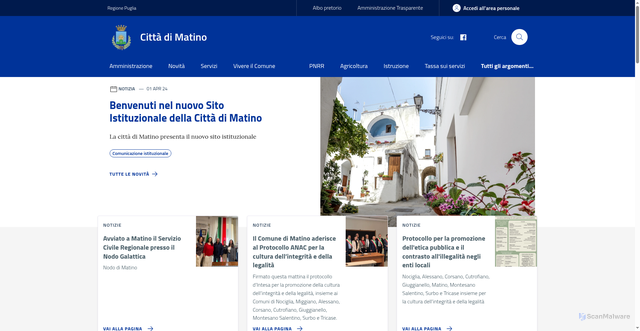 Security scan screenshot of https://www.comune.matino.le.it/