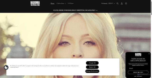 Security scan screenshot of https://shopuk.madonna.com/
