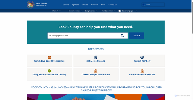 Security scan screenshot of https://www.cookcountyil.gov/